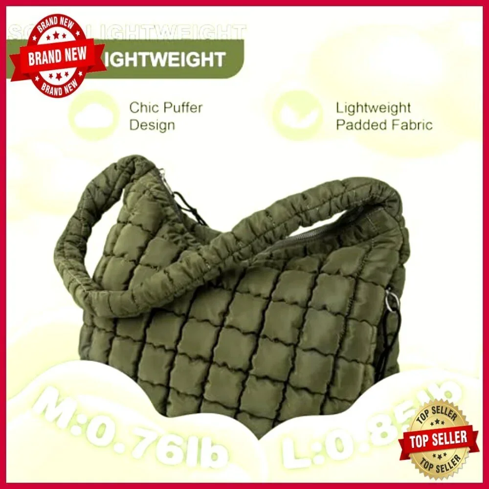Quilted Puffer Tote Hobo Bag Crossbody Shoulder Bag Lightweight Nylon